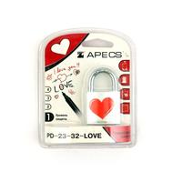 Замок навесной Apecs PD-23-32-LOVE-Blister (Hearts)